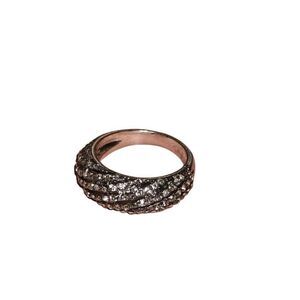 Silver Steel Small Crystals Ring